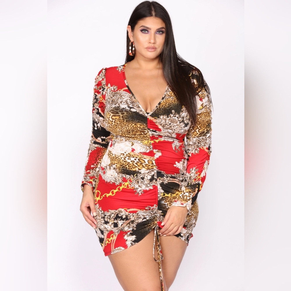NWT Size 3X Wild One Ruched Dress by Fashionova